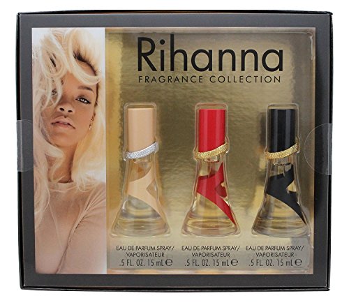 Rihanna Fragrance Collection by Rihanna for Women - 3 Piece Mini Set, 0.5 Ounce Nude EDP Spray, 0.5 Ounce Rebelle EDP Spray, 0.5 Ounce Reb'l Fleur EDP Spray