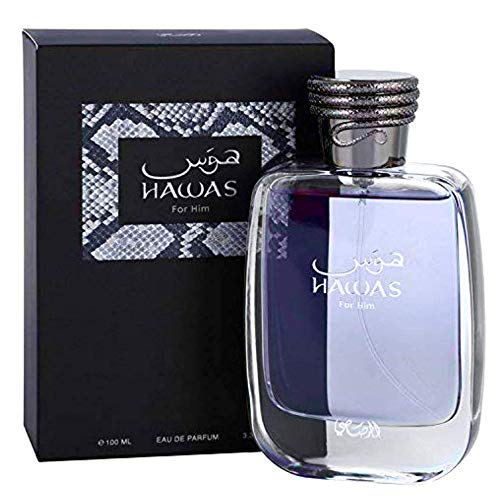 Hawas for Men EDP - Eau De Parfum 100ML (3.4 oz) | Long-Lasting Pour Homme Spray | Aquatic scent designed to embody masculine strength and vigor | Signature Bottle | by RASASI