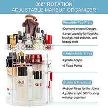 Load image into Gallery viewer, OurWarm Makeup Organizer, 360 Degree Rotating Large Capacity Perfume Cosmetic Storage with Makeup Brush Holder, Clear Adjustable Acrylic Makeup Cosmetic Display Cases for Bedroom Vanity Dresser
