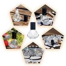 Load image into Gallery viewer, SYBiTeng 15 PCS 8 ml (0.27 oz) Mini Clear Glass Roller Bottles for Essential Oil or Cosmetic Containers refillable Travel perfume bottle with Stainless Steel Ball with Black Cap (Black)
