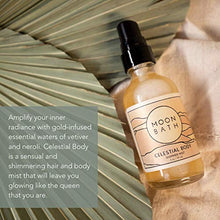 Load image into Gallery viewer, Celestial Body | Shimmering Hair &amp; Body Spray w/Essential Waters of Vetiver and Neroli, plus Gold Mica. Organic &amp; Natural Beauty. No Synthetic Fragrance, 2 oz.

