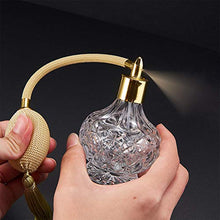 Load image into Gallery viewer, GORGECRAFT 80ml Clear Crystal Vintage Style Perfume Bottle Yellow Long Spray Tassels Atomizer Pump Refillable Glass Bottles Plastic Funnel Hopper Dropper for Makeup Tool

