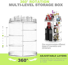 Load image into Gallery viewer, Rotating Makeup Organizer, Boxalls 360 Degree Crystal Adjustable Jewelry Cosmetic Perfumes Display Stand Box, 380 x 260 MM 8 Layers Great Capacity Make Up Storage For Dresser, Bedroom, Bathroom
