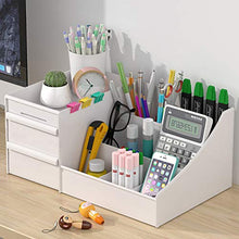 Load image into Gallery viewer, Makeup Organizer With Drawers ?Çö Countertop Organizer for Cosmetics, Vanity Holder for Lipstick, Brushes, Lotions, Eyeshadow, Nail Polish and Jewelry (White)
