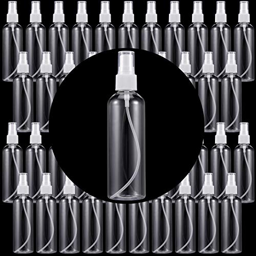 ZEONHAK 50 Pack 4oz Plastic Spray Bottles, Clear Spray Bottles with Caps, Fine Mist Spray Bottle For Essential Oils, Facial Spray, Hair Spray, Perfumes and Other Liquids, Refillable