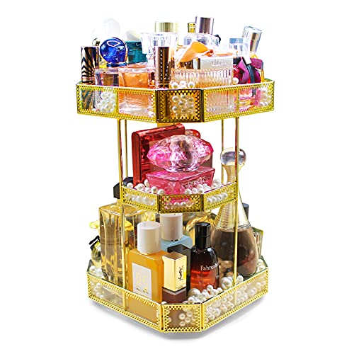 LORIINI 360 Degree Makeup Organizer, Multi-Function Storage Carousel for Organizing your Perfumes, Cosmetics, Jewelry, Lipsticks, Large Capacity Best for your Vanity, Countertop
