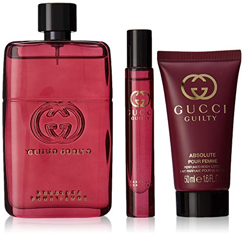 Gucci Guilty Absolute for Women 3 Piece Set (3.0 Ounce Eau De Perfume Spray + 1.7 Ounce Perfume Body Lotion + 0.25 Eau De Perfume Rollerball)