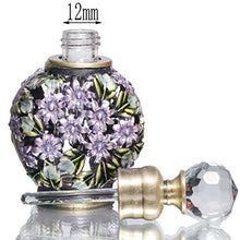 Load image into Gallery viewer, Waltz&amp;F Purple Flower Vintage Tubular Perfume Bottle Jeweled Empty Refillable Essential Oil Bottle 6ml
