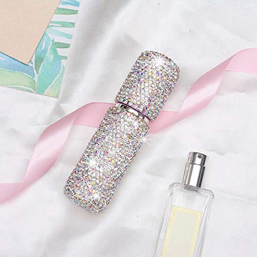 XianghuangTechnology Portable Mini Refillable Perfume Scent Atomizer- Shiny Diamonds Empty Spray Bottle for Traveling and Outgoing of 10ml (Silver)