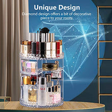 Load image into Gallery viewer, Syntus Makeup Organizer 360 Rotating, DIY Adjustable Bathroom Makeup Carousel Spinning Holder Rack, Large Capacity Cosmetics Storage Box, Fits Makeup Brushes, Lipsticks, Clear
