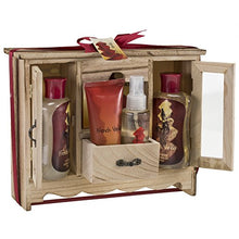 Load image into Gallery viewer, Home Spa Bath Basket French Vanilla Bath &amp; Body Essential Aromatherapy Holiday Set for Women, with Shower Gel, Bubble Bath, Bath Salt, Body Lotion, Body Spray in Natural Wood Curio
