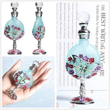 Load image into Gallery viewer, Waltz&amp;F Vintage Jeweled Stemmed Perfume Bottle Empty Refillable Essential Oil Bottle10ml (butterfly)
