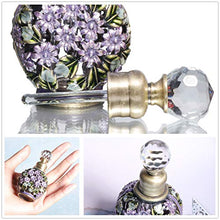 Load image into Gallery viewer, Waltz&amp;F Purple Flower Vintage Tubular Perfume Bottle Jeweled Empty Refillable Essential Oil Bottle 6ml
