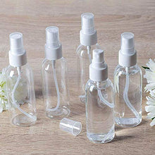 Load image into Gallery viewer, Trendbox 1oz Clear Empty Fine Mist Plastic Bottles Refillable PET BPA-Free Travel Containers For Cleaning, Perfume, Liquids 96 Pack with 96 Labels, 32 Funnels, 32 Pipettes
