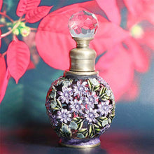Load image into Gallery viewer, Waltz&amp;F Purple Flower Vintage Tubular Perfume Bottle Jeweled Empty Refillable Essential Oil Bottle 6ml
