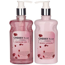 Load image into Gallery viewer, Spa Gift Basket - Bath and Body Cherry Rose Scent For Women - Spa Bath Kit &amp; Bath Gift Basket Birthday Gift includes Shower Gel, Body Lotion, Bath Salt, Body Scrub, Sponge &amp; Soap
