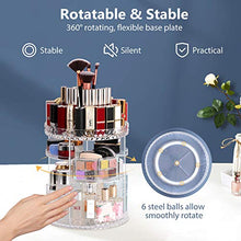 Load image into Gallery viewer, Syntus Makeup Organizer 360 Rotating, DIY Adjustable Bathroom Makeup Carousel Spinning Holder Rack, Large Capacity Cosmetics Storage Box, Fits Makeup Brushes, Lipsticks, Clear
