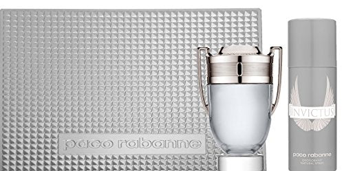 Paco Rabanne Invictus 2 Piece Gift Set For Men (3.4 Ounce Eau Di Toilette Spray / 5.1 Deodorant Spray)