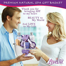 Load image into Gallery viewer, Relaxing Lavender Spa Bath Gift Baskets for Women-Girls, Christmas, Birthday, Bath and Body Set-Kit Includes Candle, Essential Oil, Body Scrub, Bath Salt, Body Lotion, Shower Gel and Body Scrub Brush
