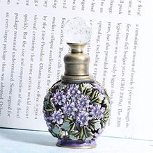Load image into Gallery viewer, Waltz&amp;F Purple Flower Vintage Tubular Perfume Bottle Jeweled Empty Refillable Essential Oil Bottle 6ml

