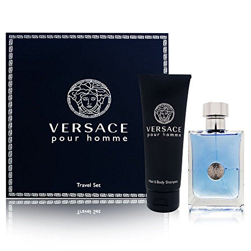 Versace Pour Homme for Men 2 Piece Set Includes: 3.4 oz Eau de Toilette Spray + 3.4 oz Hair and Body Shampoo