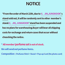 Load image into Gallery viewer, JUNGKOOK BTS Perfume +A Random BTS Member Standee+Pop up card+photo cards
