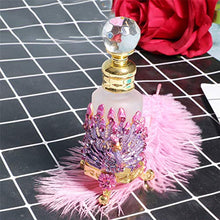 Load image into Gallery viewer, Waltz&amp;F Peacock Frosted Glass Octagon Vintage Jeweled Perfume Bottle Empty Refillable Essential Oil Bottle12ml (Pink)
