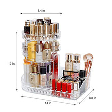 Load image into Gallery viewer, Happy Deals Mecool Makeup Organizer 360 Degree Rotation Adjustable Storage Case Jewelry Cosmetic Perfumes Display Stand Box Diamond Pattern Make Up Storage for Dresser, Bedroom, Bathroom
