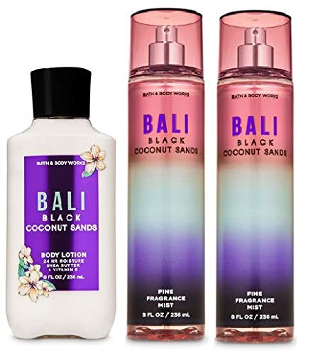 Bath and Body Works BALI BLACK COCONUT SANDS Value Pack 1 Body Lotion and 2 Fragrance Mist - Full Size