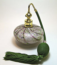 Load image into Gallery viewer, Alice-Aliya Perfume Atomizer Bottle in Crystal Glass and Perfume Cologne Refillable with Green Squeeze Bulb and Tassel Spray Mounting.
