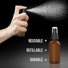 Load image into Gallery viewer, 8 Pack Amber Spray Bottles 2oz - [THE PERFECT SPRAY] - Empty Glass Bottles For Cleaning Solutions - Best Refillable MIST SPRAY Pack Perfume Atomizer [2oz]
