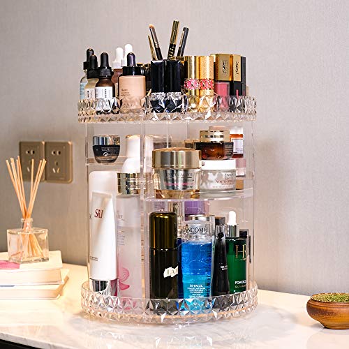 Makeup Organizer, 360 Degree Rotating Adjustable Cosmetic Storage Display  Case with 8 Layers Large Capacity, Fits Jewelry, Makeup Brushes, Lipsticks