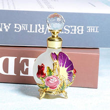 Load image into Gallery viewer, Waltz&amp;F Butterfly and Rose Jeweled Vintage Perfume Bottle Empty Refillable Essential Oil Bottle 25ml (Purple)

