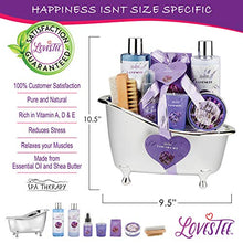 Load image into Gallery viewer, Relaxing Lavender Spa Bath Gift Baskets for Women-Girls, Christmas, Birthday, Bath and Body Set-Kit Includes Candle, Essential Oil, Body Scrub, Bath Salt, Body Lotion, Shower Gel and Body Scrub Brush

