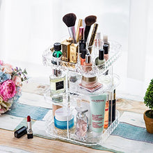 Load image into Gallery viewer, Makeup Organizer 360-Degree Rotating Cosmetic Storage Box, DIY Adjustable Large Capacity Cosmetics Display Case Square Makeup Shelf with Diamond Pattern

