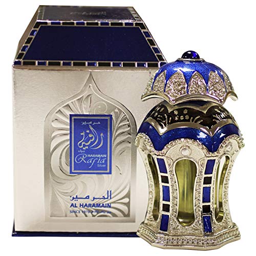 Rafia Silver - Arabian Designer Therapeutic Essential Perfume Oil Fragrance - Long Lasting Attar / Itar / Ittar - Alcohol Free - for Men and Women - hombre y mujer - Exquisite glass bottle