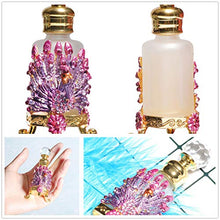 Load image into Gallery viewer, Waltz&amp;F Peacock Frosted Glass Octagon Vintage Jeweled Perfume Bottle Empty Refillable Essential Oil Bottle12ml (Pink)
