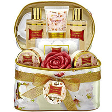 Load image into Gallery viewer, Bath and Body Gift Basket For Women ?Çô Honey Almond Home Spa Set with Fragrant Lotions, 6 Bath Bombs, Reusable Travel Cosmetics Bag and More - 14 Piece Set
