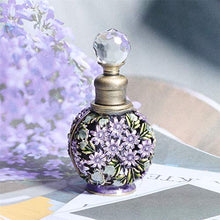 Load image into Gallery viewer, Waltz&amp;F Purple Flower Vintage Tubular Perfume Bottle Jeweled Empty Refillable Essential Oil Bottle 6ml
