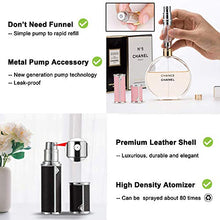 Load image into Gallery viewer, Yeejok Refillable Perfume Atomizer for Travel, 5ml Empty Leakproof Pump Perfume Spray Bottle with Luxury Black Leather Case for Man and Woman, Portable Mini Cologne Container
