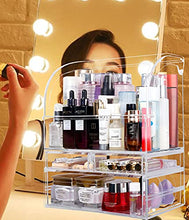 Load image into Gallery viewer, Cosmetics Organizer, Large Acrylic Storage Organizers and Makeup with Lid Cosmetic Storage Drawers, Dust Water Proof Skincare Box for Bathroom Counter Dresser, Brush Lipstick Perfume, High Transparent
