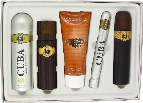 Cuba Gold by Fragluxe Gift Set -- 3.3 oz Eau De Toilette Spray + 3.3 oz After Shave Spray + 6.7 oz Body Deodorant Spray + 6.7 oz Shower Gel + 1.17 oz EDT Spray for Men