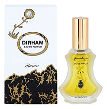 Load image into Gallery viewer, Dirham Unisex EDP - Eau De Parfum 30ML (1.0 oz) | Exotic Woody Fragrance | Enchanting Rose, Jasmine with Subtle Essence of Musk and Sandalwood | Elegant bottle | by RASASI Perfumes
