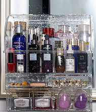 Load image into Gallery viewer, Cosmetics Organizer, Large Acrylic Storage Organizers and Makeup with Lid Cosmetic Storage Drawers, Dust Water Proof Skincare Box for Bathroom Counter Dresser, Brush Lipstick Perfume, High Transparent
