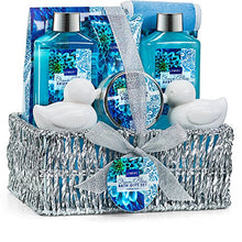 Load image into Gallery viewer, Father&#39;s Day Spa Gift Basket in Heavenly Ocean Bliss Scent - 9 Piece Bath &amp; Body Set - Shower Gel, Bubble Bath, Salts, Lotions &amp; more! Great Wedding, Anniversary, Birthday &amp; Graduation Gift for Women
