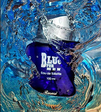 Load image into Gallery viewer, Blue for Men EDT - Eau De Toilette 100ML (3.4 oz) | Aquatic Pour Homme Spray | Unique Refreshing Mint and Citrus Notes with warm Woody notes | Attractive Bottle | by RASASI Perfumes
