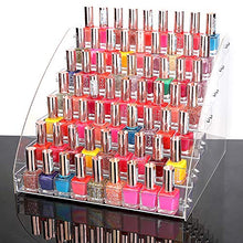 Load image into Gallery viewer, Velidy Multi-Level Nail Polishes Organizer Lipstick Holder Acrylic Display Case Shelves Perfume Spray Bottles Storage Stand Makeup Brochure Tabletop Display Stand Store Shop Rack Shelf (7 Tiers)
