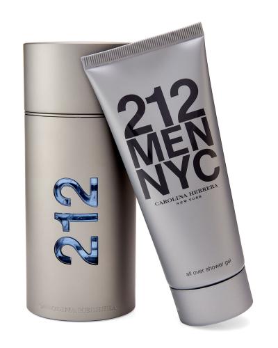 212 2 PCS SET FOR MEN: 3.4 EAU DE TOILETTE SPRAY + 3.4 ALL OVER SHOWER GEL (METAL BOX)
