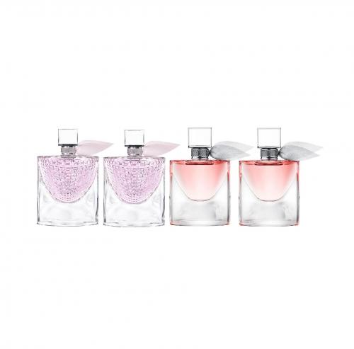 LANCOME LA VIE EST BELLE 4 PCS MINI SET: 2 X LA VIE EST BELLE 0.135 OZ EAU DE PARFUM + 2 X LA VIE EST BELLE FLOWER OF HAPPINESS 0.135 OZ EAU DE PARFUM